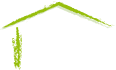 Graphic icon of roof and wall - part of the Cuan An Chlair logo.